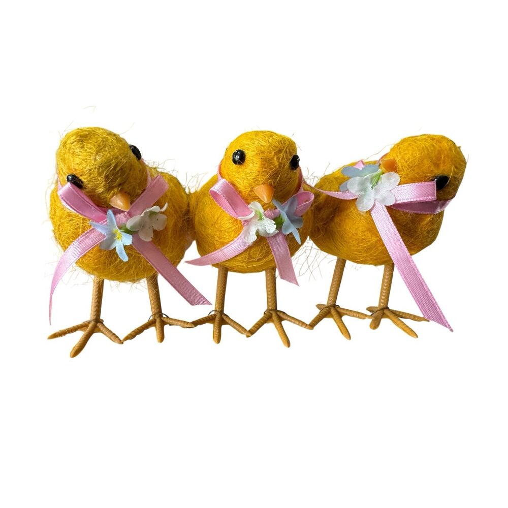 Ashland Easter Chicks Figurines Yellow Spring Decor Set‎ of 3 Peeps Sisal-Style